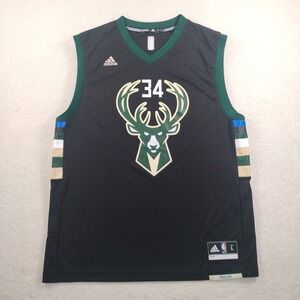 Adidas NBA Milwaukee Bucks Giannis Antetokuonmpo #34 Black Jersey Men's Large 🏀